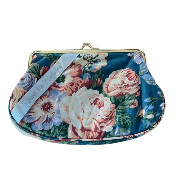 Diane Von Furstenberg Vintage Floral Fabric Cosmetic Purse - Picture 1 of 10